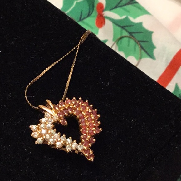 19.  Sterling Silver Ruby Red Heart ❤️ Awesome Stunning Necklace See Photos - Picture 2 of 11